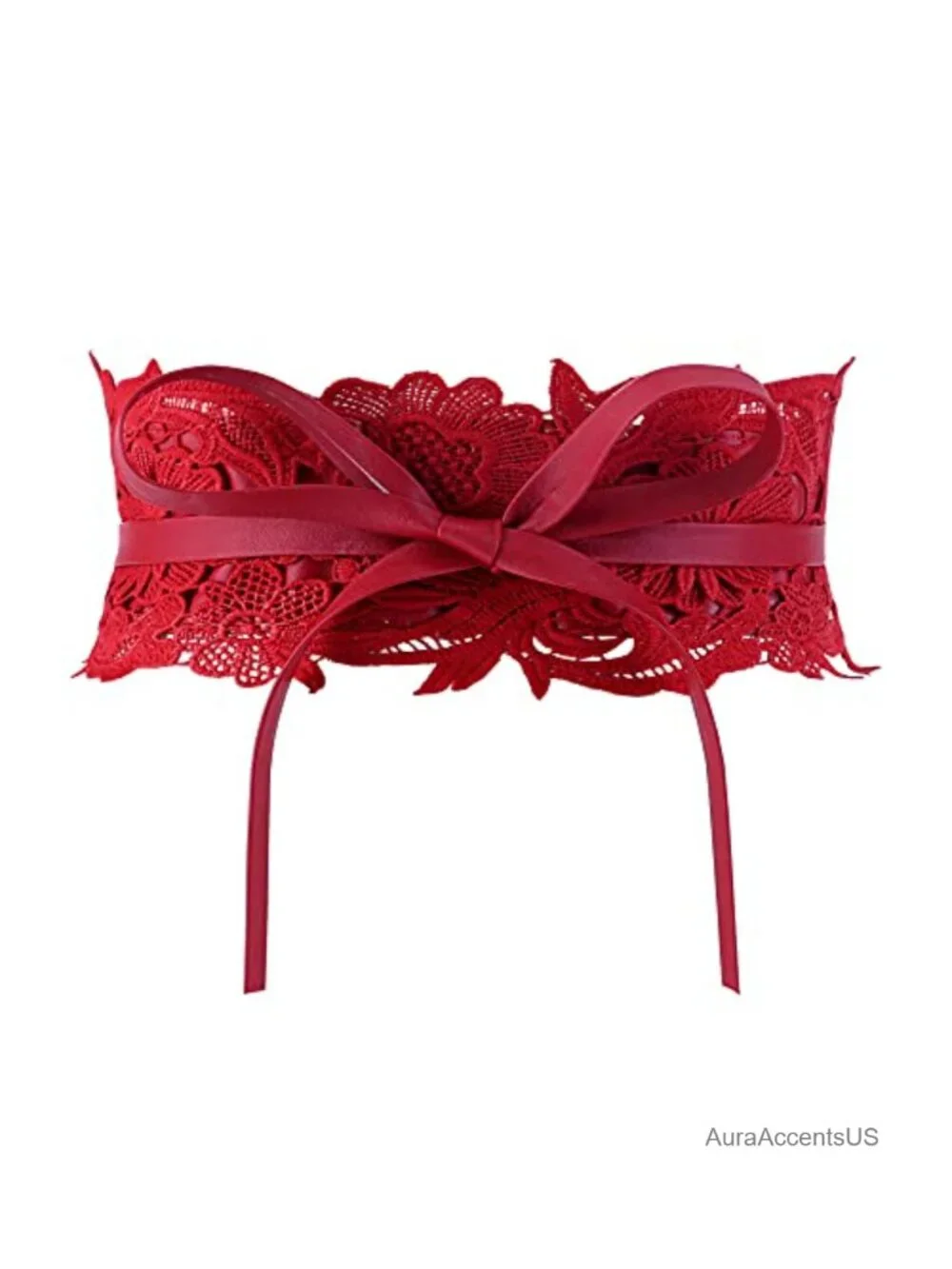Faux Leather Bow Tie Waist Belt Obi Wrap Corset Belt